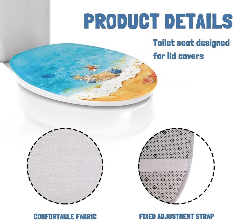 Flashideas Starfish Beach Toilet Cover Seat Soft Plush Seat Covers Toilet Lid Cover Toilet Lids for Bathroom Machine Comfortable Bathroom Toilet Lid Cover Seat - Image 5
